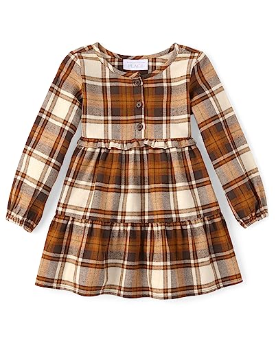 Girls' Plaid Flannel Tiered Dress