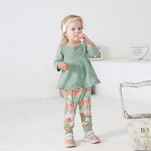 Toddler Girl Ruffle Top and Floral Pants Set