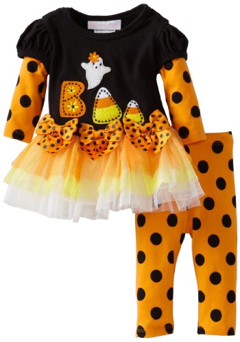 Bonnie Jean Black Halloween Candy Cane Dress Set