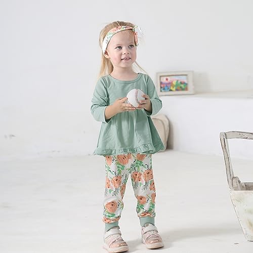 Toddler Girl Ruffle Top and Floral Pants Set