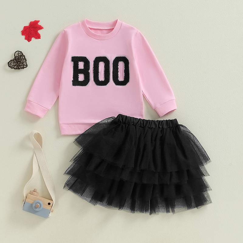Lioraitiin Girls’ Halloween Sweatshirt and Tulle Skirt