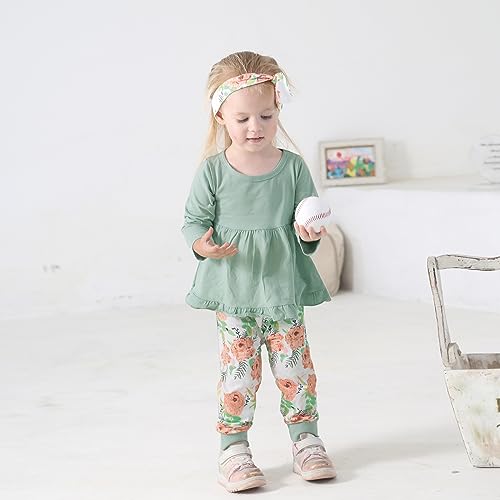 Toddler Girl Ruffle Top and Floral Pants Set