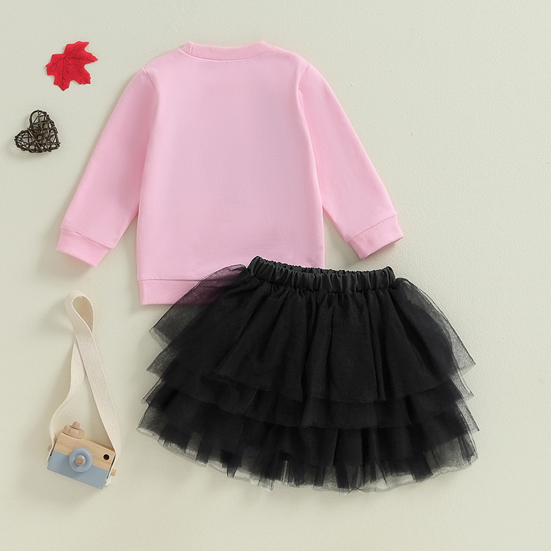 Lioraitiin Girls’ Halloween Sweatshirt and Tulle Skirt