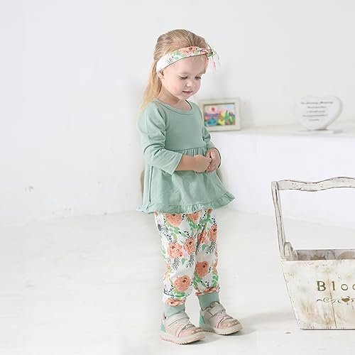 Toddler Girl Ruffle Top and Floral Pants Set