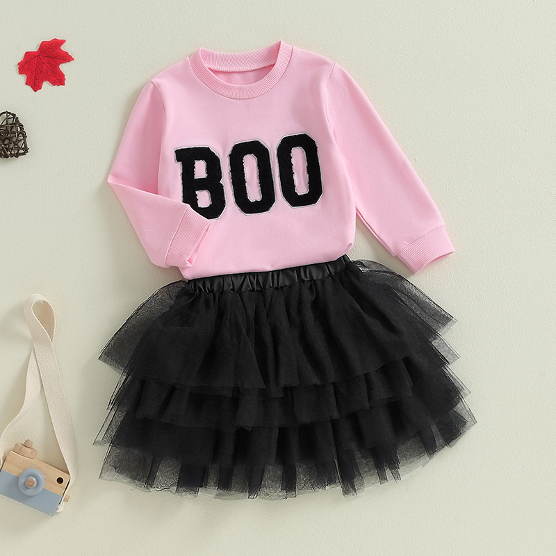 Lioraitiin Girls’ Halloween Sweatshirt and Tulle Skirt