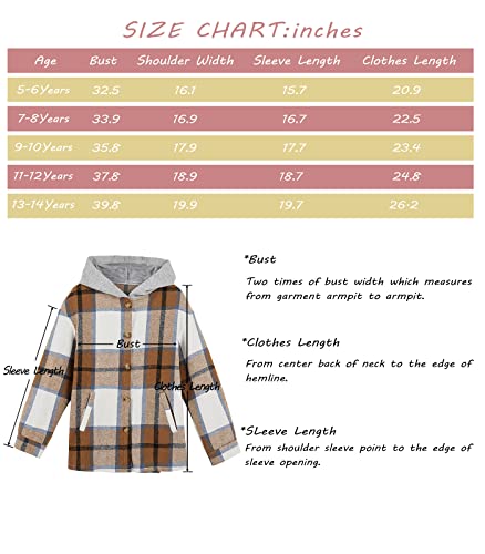 Girls Flannel Plaid Hooded Button Down Jacket