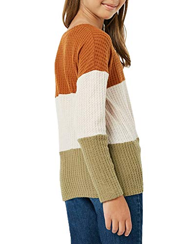 Colorblock Long Sleeve Waffle Tie Top for Girls