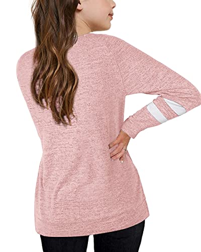 Pink Striped Long Sleeve Crewneck Sweatshirt for Girls
