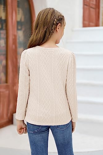 Ebifin Girls' Long Sleeve Crewneck Sweater - Cream