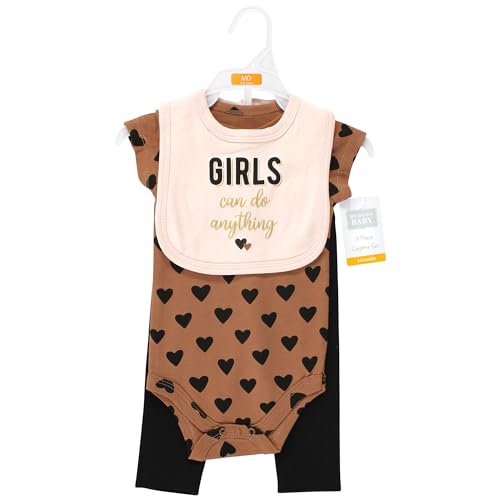 Cinnamon Hearts Baby Bodysuit, Pants, and Bib Set