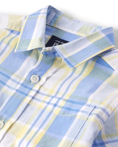 Toddler Boys' Blue Yellow Plaid Button-Down Shirt