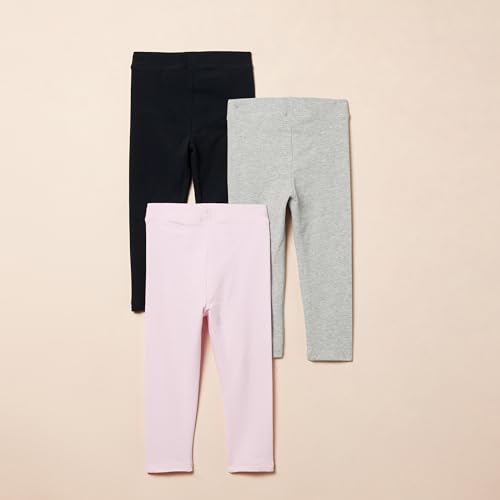 Girls' Leggings 3-Pack: Black, Grey, Light Pink