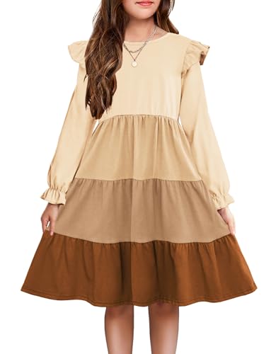 Arshiner Girls Ruffle Tiered Midi Dress