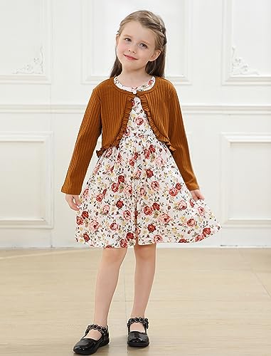 Floral Plaid Dress and Cardigan Set