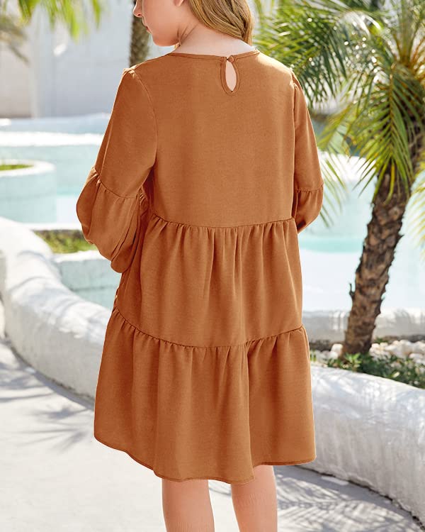Imily Bela Girls' Orange V-Neck Tunic Dress