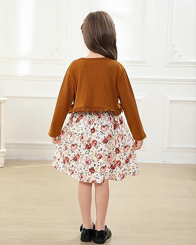 Floral Plaid Dress and Cardigan Set