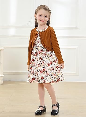 Floral Plaid Dress and Cardigan Set