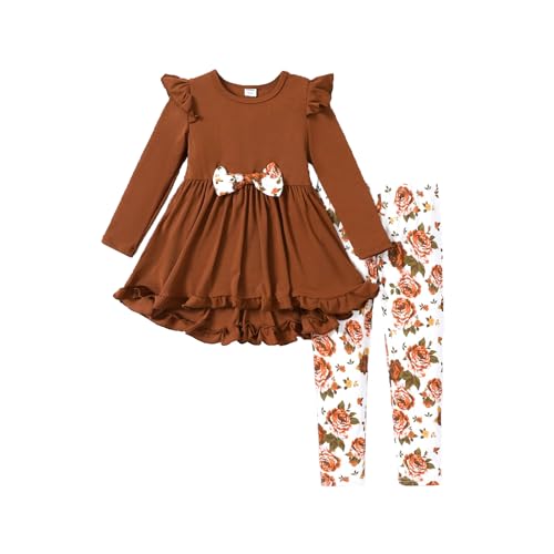 Floral Ruffle Top and Leggings Set for Girls