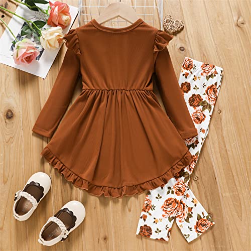 Floral Ruffle Top and Leggings Set for Girls