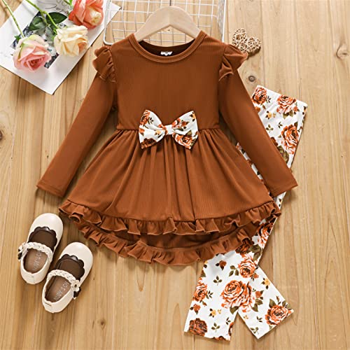 Floral Ruffle Top and Leggings Set for Girls