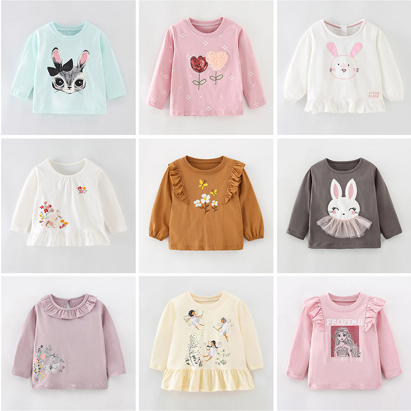 Cute Bunny Long Sleeve T-Shirt for Girls 1-7Y