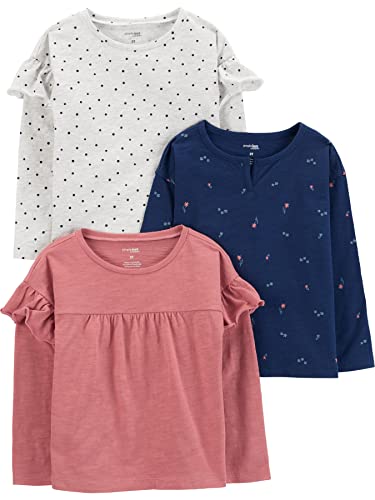 Carter's Girls' 3-Pack Long Sleeve Shirts, 4T