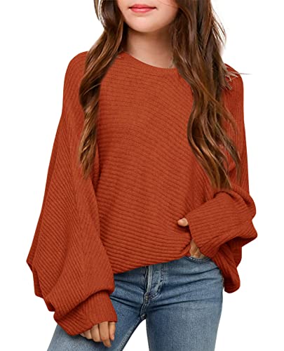 Cute Oversized Orange Sweater for Girls 5-14T