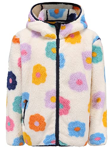 Multicolor Flower Fleece Sherpa Hoodie for Girls