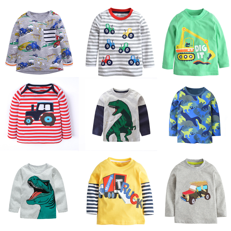Boys' Cotton Long Sleeve Tees with Fun Patterns
