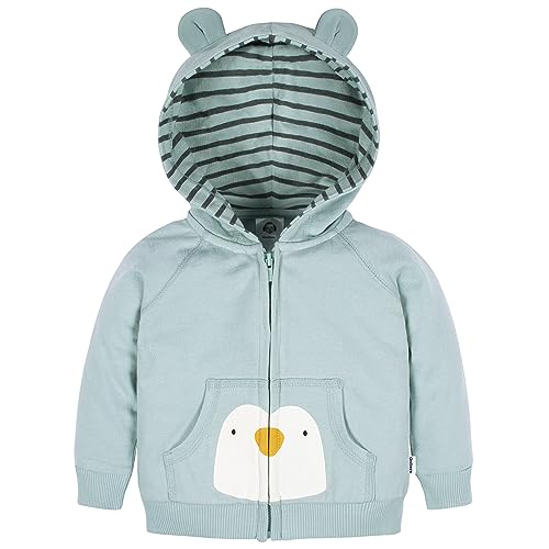 Turquoise Penguin Zip Hoodie & Joggers Set