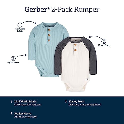 Gerber Baby Boy's 2-Pack Long Sleeve Onesies