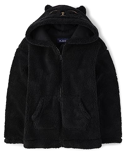 Girls' Cat Hooded Sherpa Coat - Large