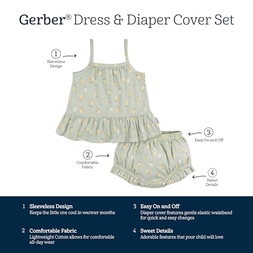 Gerber Baby Girls Pear Tunic Top & Diaper Set