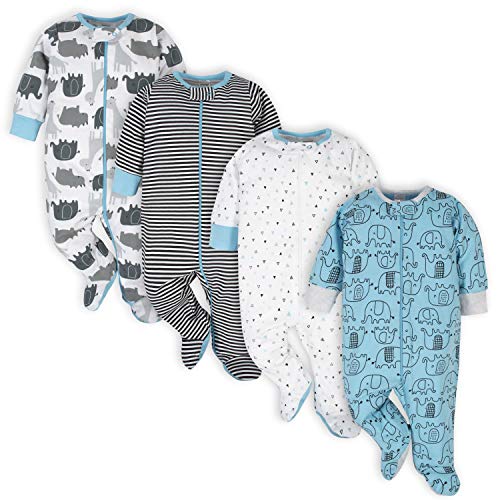 Baby Boys' 4-Pack Elephant Onesies and Sleepers