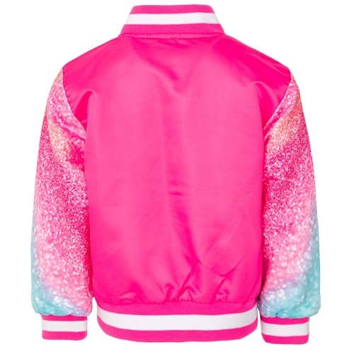 Bright Pink Glitter Barbie Varsity Bomber Jacket 7-8
