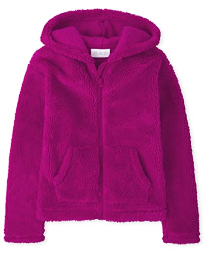 Aurora Pink Girls' Long Sleeve Sherpa Hoodie
