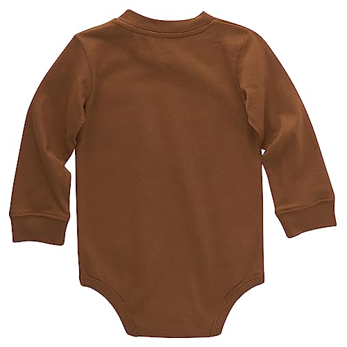 Carhartt Brown Long-Sleeve Pocket Bodysuit, 12M
