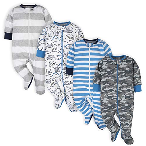 Blue Dino Baby Boys' 4-Pack Footies Set