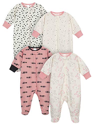 Baby Girls' 4-Pack Bunny Sleep 'N Play Footies