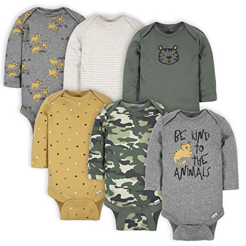 Gerber Baby Boys' 6-Pack Tiger Long-Sleeve Bodysuits