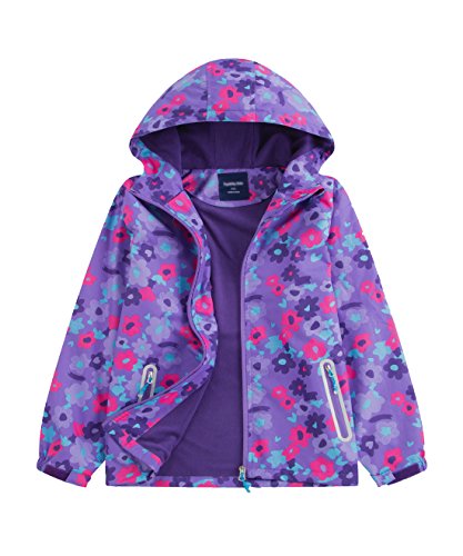 Girls' Floral Fleece Lined Windproof Jacket 7/8