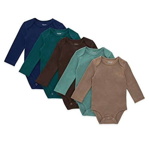 Hanes 5-Pack Baby Long Sleeve Bodysuits, 12-18 Months