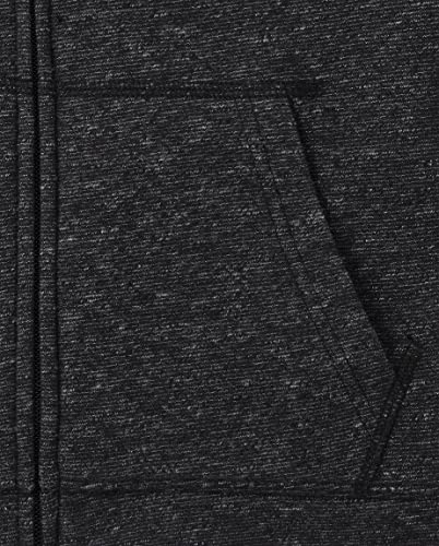 Boys' Heathered Black Sherpa Zip-Front Hoodie
