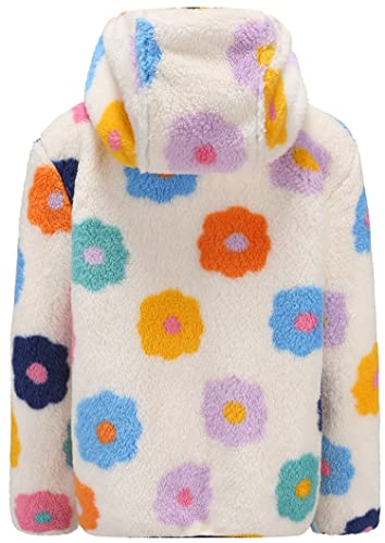 Multicolor Flower Fleece Sherpa Hoodie for Girls