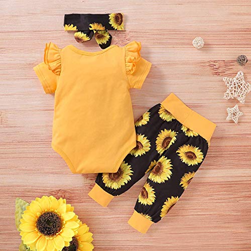 Baby Girl Ruffle Romper, Pants & Headband Set