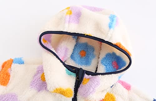 Multicolor Flower Fleece Sherpa Hoodie for Girls