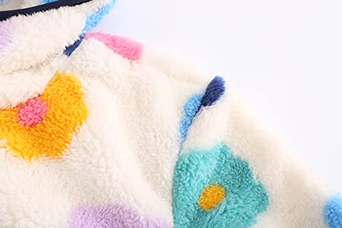 Multicolor Flower Fleece Sherpa Hoodie for Girls