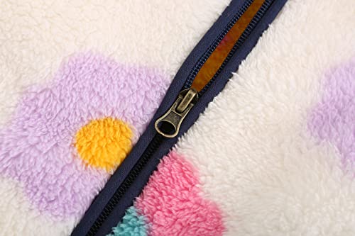 Multicolor Flower Fleece Sherpa Hoodie for Girls