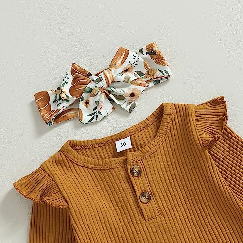 Baby Girl Pumpkin Bell Bottom Ruffle Outfit Set