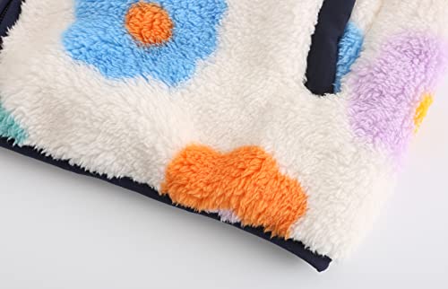 Multicolor Flower Fleece Sherpa Hoodie for Girls